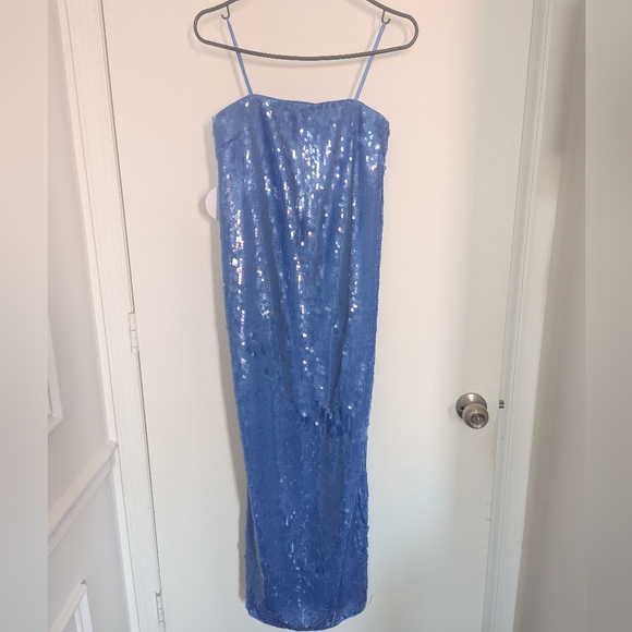 STAUD Casey Sequined Strapless Gown - Cornflower Blue NWT - Picture 8 of 13